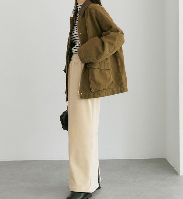  「フェイクレザー襟カバーオールジャケット」|テーラードジャケット|