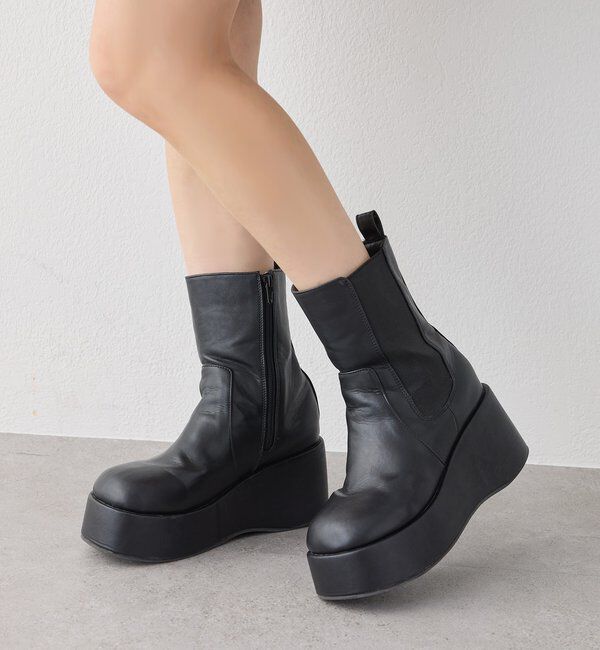  「【マイナス3キロ見え】サイドゴアボリュームソールショートブーツ」|その他|