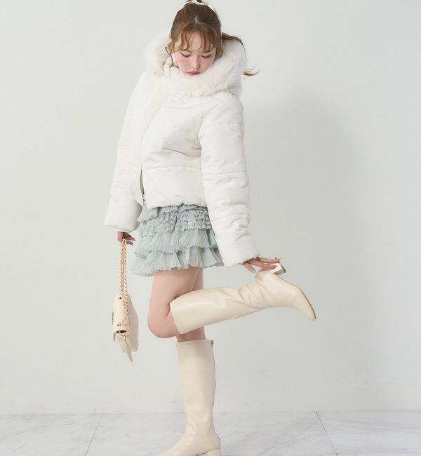  「ファー付きショートフェイクダウン」|ダッフルコート|