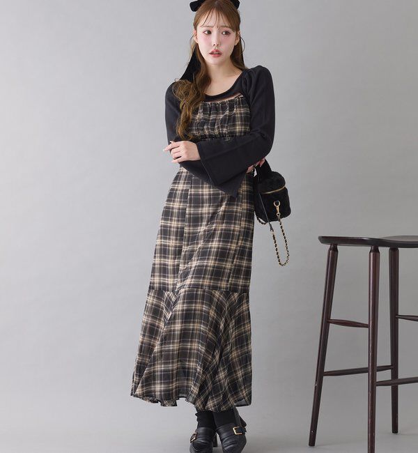  「２枚セットチェックワンピ」|ワンピース|