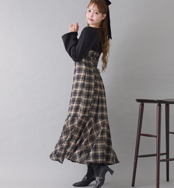  「２枚セットチェックワンピ」|ワンピース|