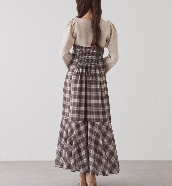  「２枚セットチェックワンピ」|ワンピース|