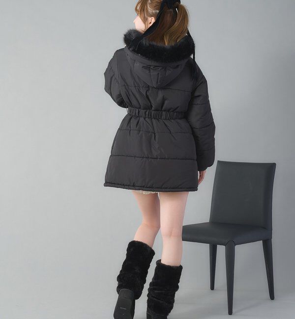  「ベルト付きフェイクファーフードフェイクダウン」|その他|