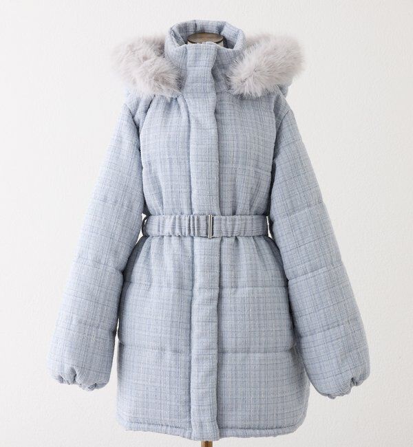  「ベルト付きフェイクファーフードフェイクダウン」|その他|