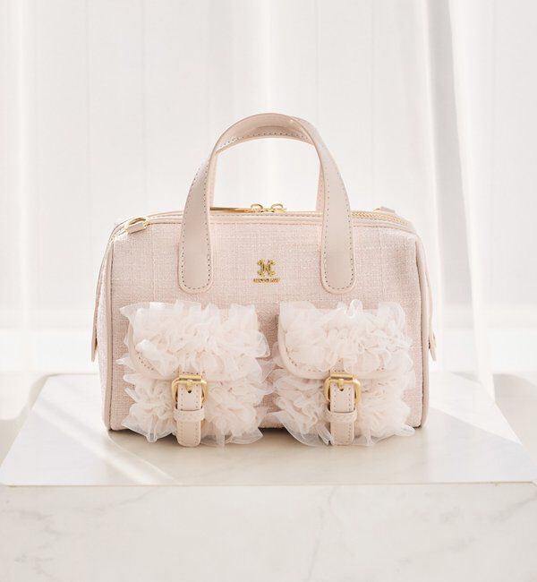  「チュールポケットミニボストンバッグ」|ショルダー・メッセンジャー|ピンク