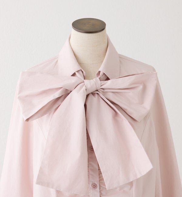  「【リボン取り外し可能】フロントギャザーボウタイシャツ」|シャツ・ブラウス|