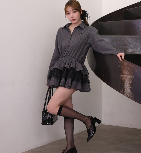  「裾ティアードシャツワンピース」|シャツ・ブラウス|