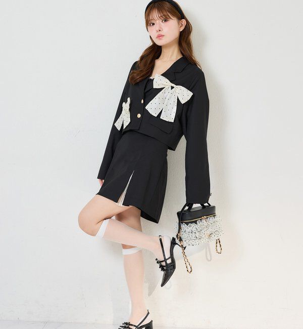  「【セットアップ可能】ビッグリボンテーラードジャケット」|ダウンベスト・ベスト|