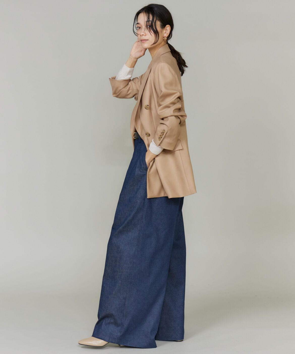 INED「《三尋木奈保コラボ・Oggi11月号掲載商品》大人ワイドデニムパンツ」|デニム|