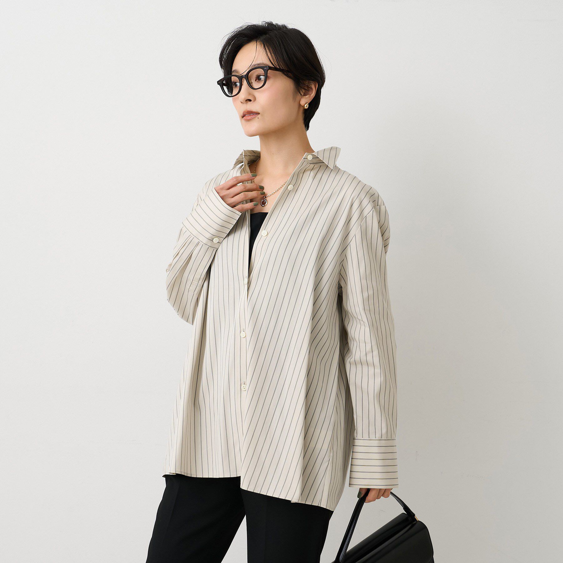 UNTITLED「【コットン100/洗える】コットンブロードAラインシャツ」|シャツ・ブラウス|