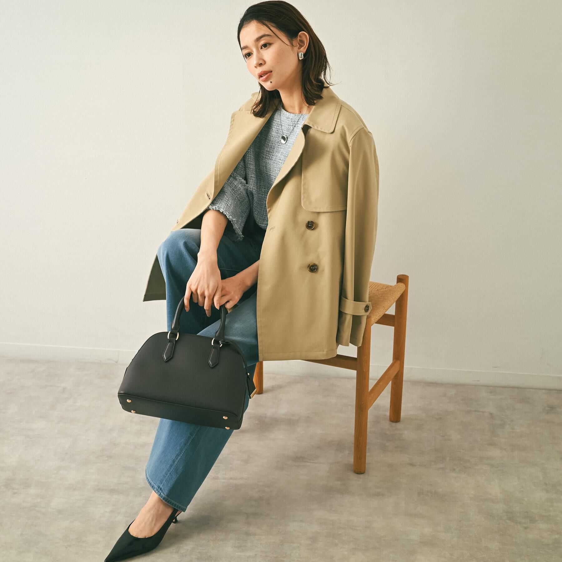 UNTITLED「【定番人気/はっ水/洗える】タスランショートトレンチコート」|トレンチコート|