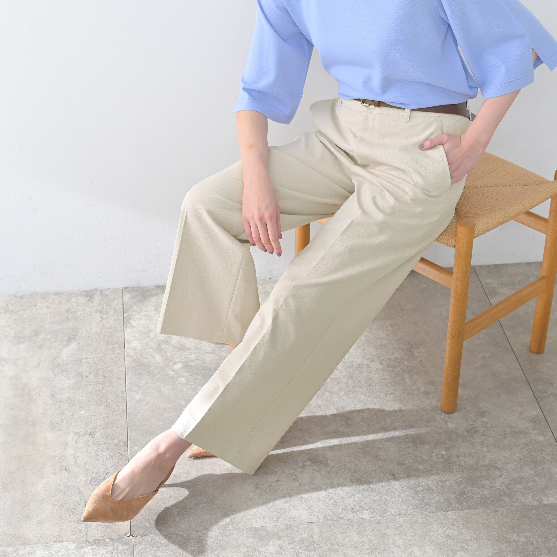 UNTITLED「【接触冷感/洗える/後ろウエストゴム】オックスワイドパンツ」|その他|