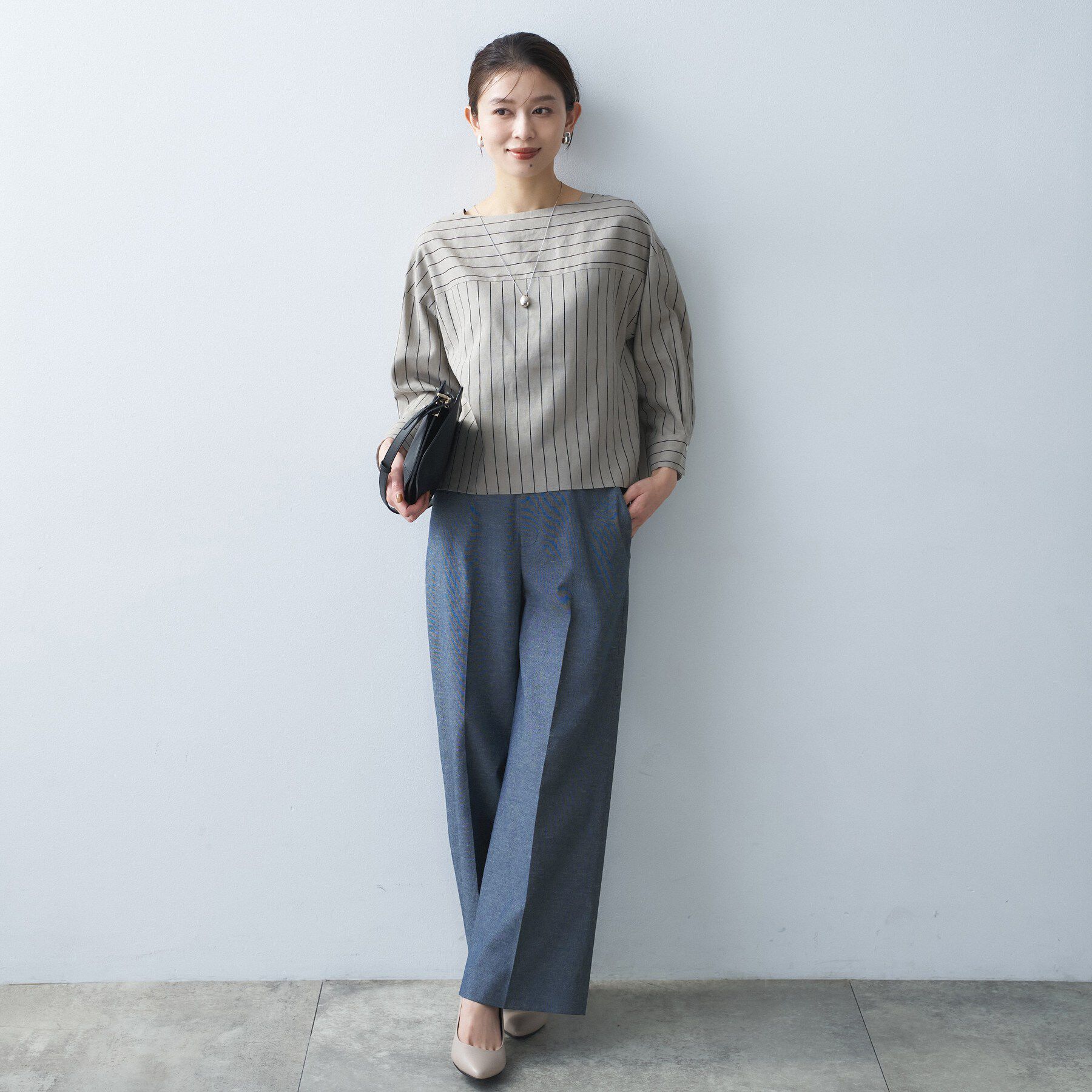 UNTITLED「【接触冷感/洗える/後ろウエストゴム】オックスワイドパンツ」|その他|