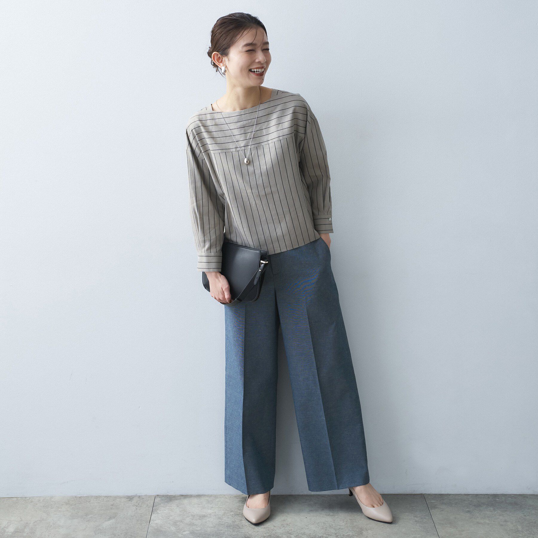 UNTITLED「【接触冷感/洗える/後ろウエストゴム】オックスワイドパンツ」|その他|