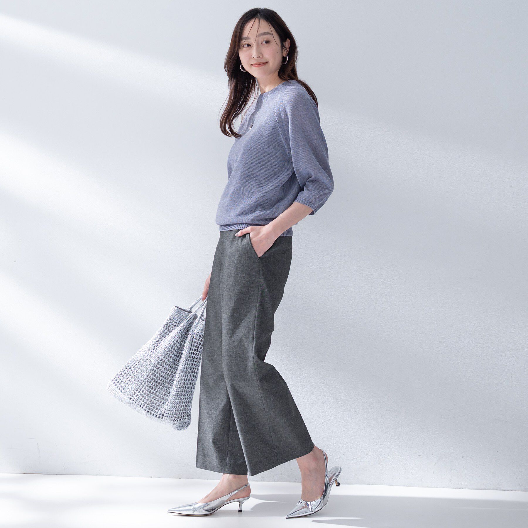 UNTITLED「【接触冷感/洗える/後ろウエストゴム】オックスワイドパンツ」|その他|