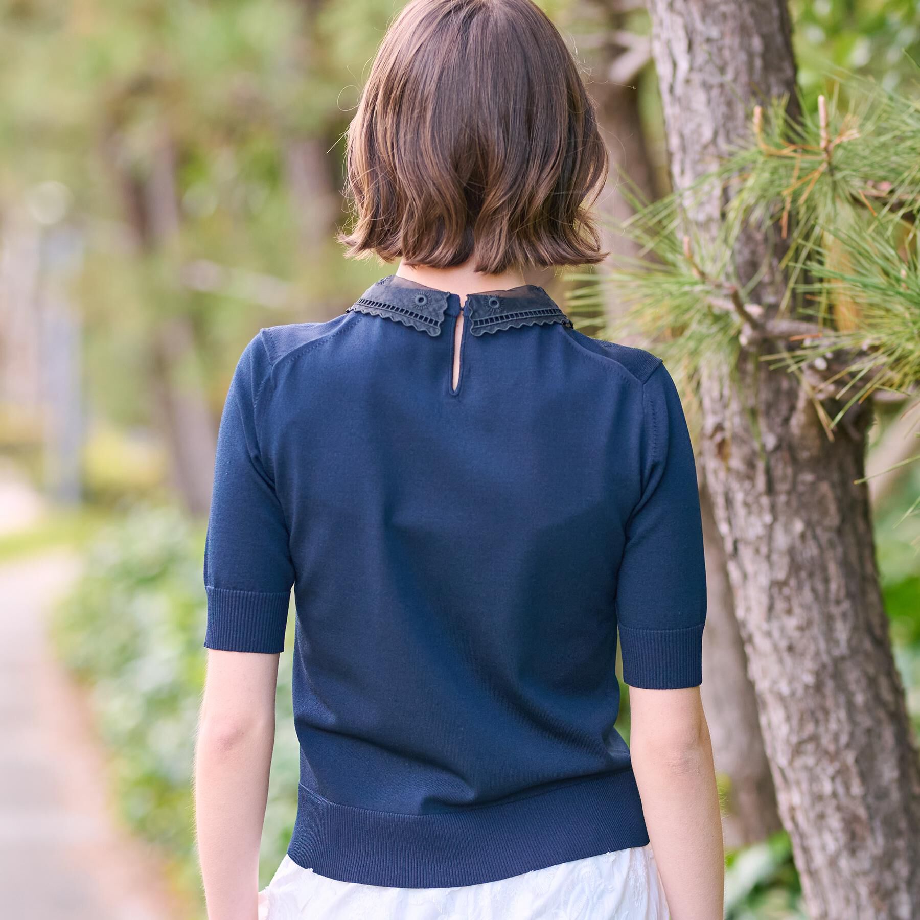 DRESSTERIOR「【洗える／2WAY】エンブロイダリーカラーニット」|ニット・セーター|