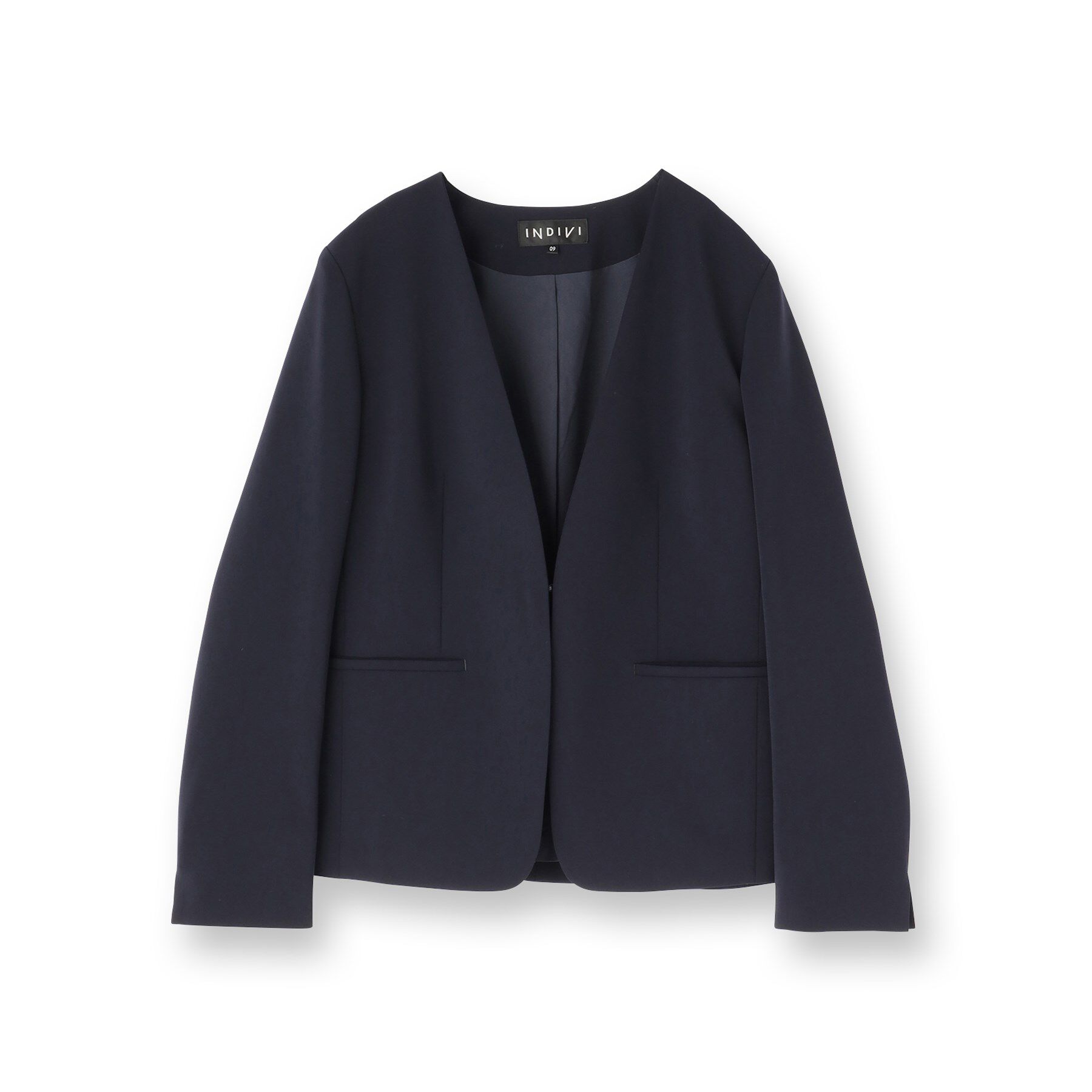 INDIVI「【通勤スーツ／洗える】ストレッチカラーレスジャケット」|スーツ|