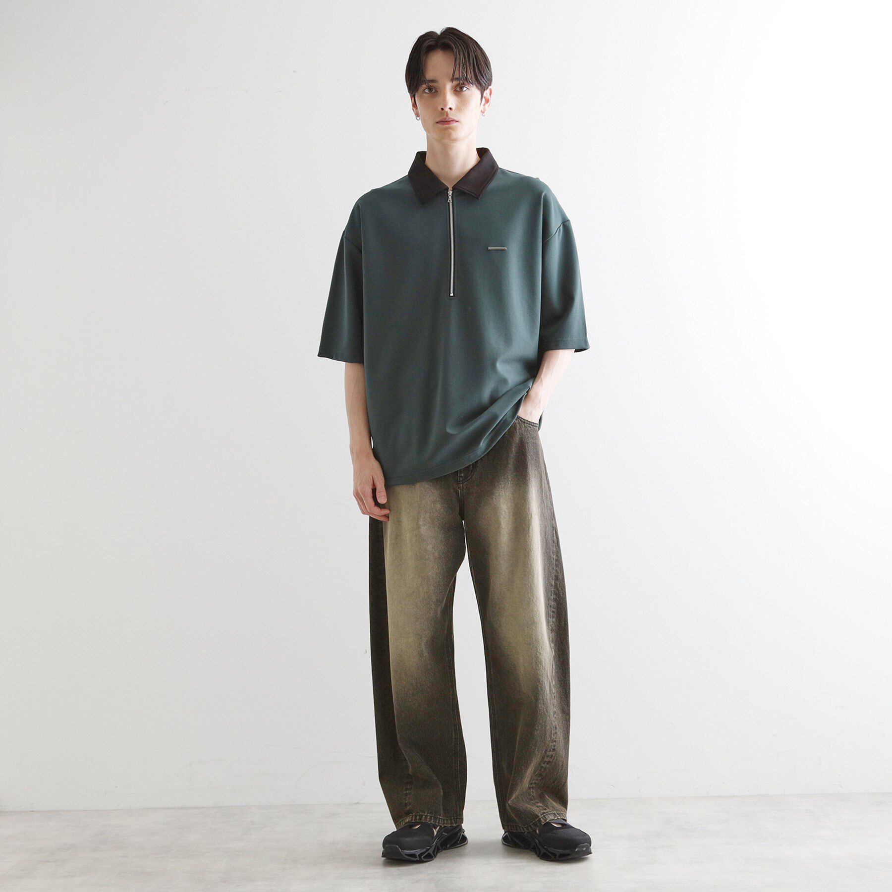 tk.TAKEO KIKUCHI「配色ハーフジップポロシャツ」|ポロシャツ|