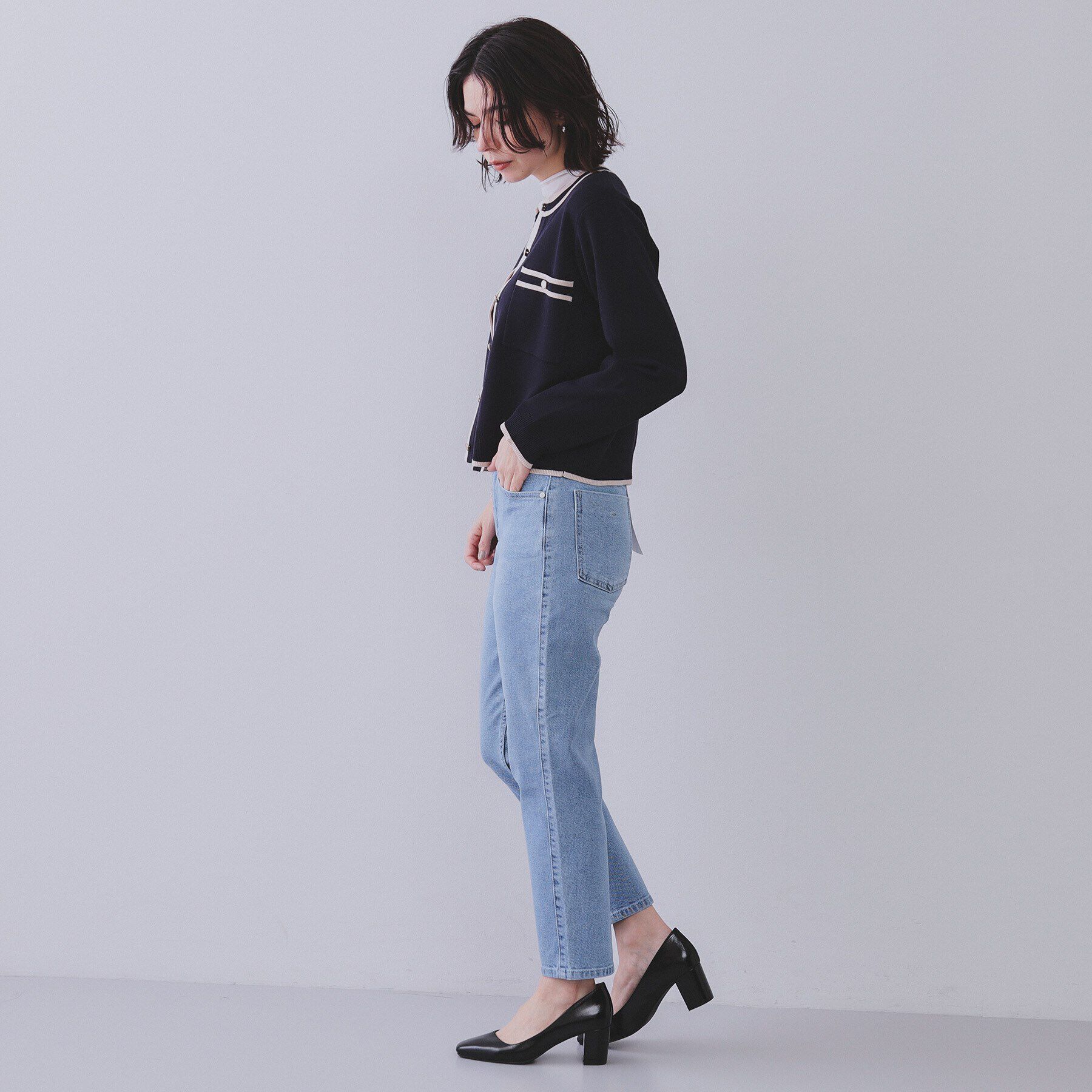 OPAQUE.CLIP「《美人百花掲載》配色ラインカーディガン/アンサンブル対応【洗濯機洗い可】」|カーディガン|