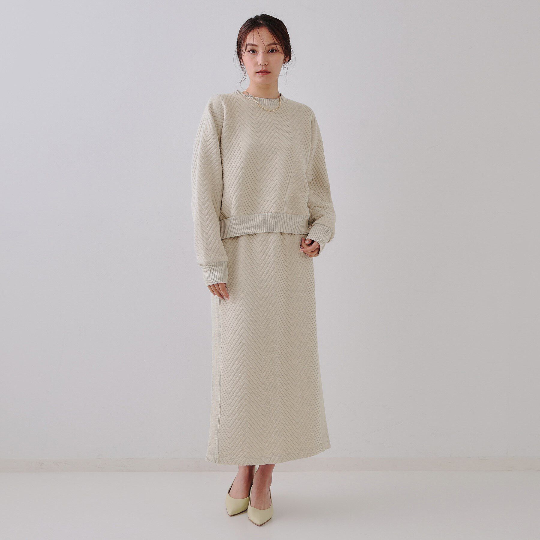 OPAQUE.CLIP「キルトジャカードトップス/セットアップ対応【洗濯機洗い可】」|Tシャツ・カットソー|