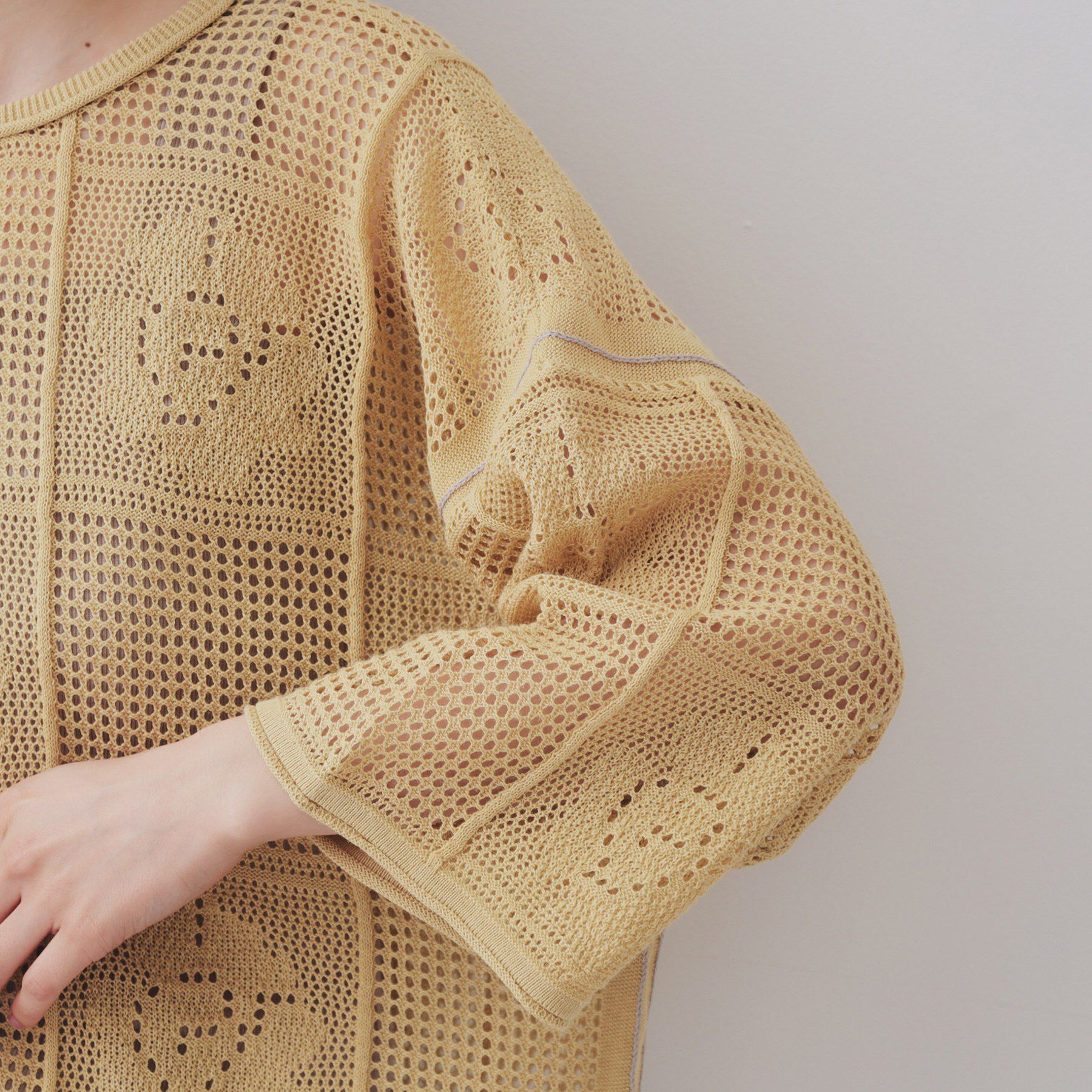 OPAQUE.CLIP「麻混モチーフ柄スカシニット【洗濯機洗い可】」|ニット・セーター|