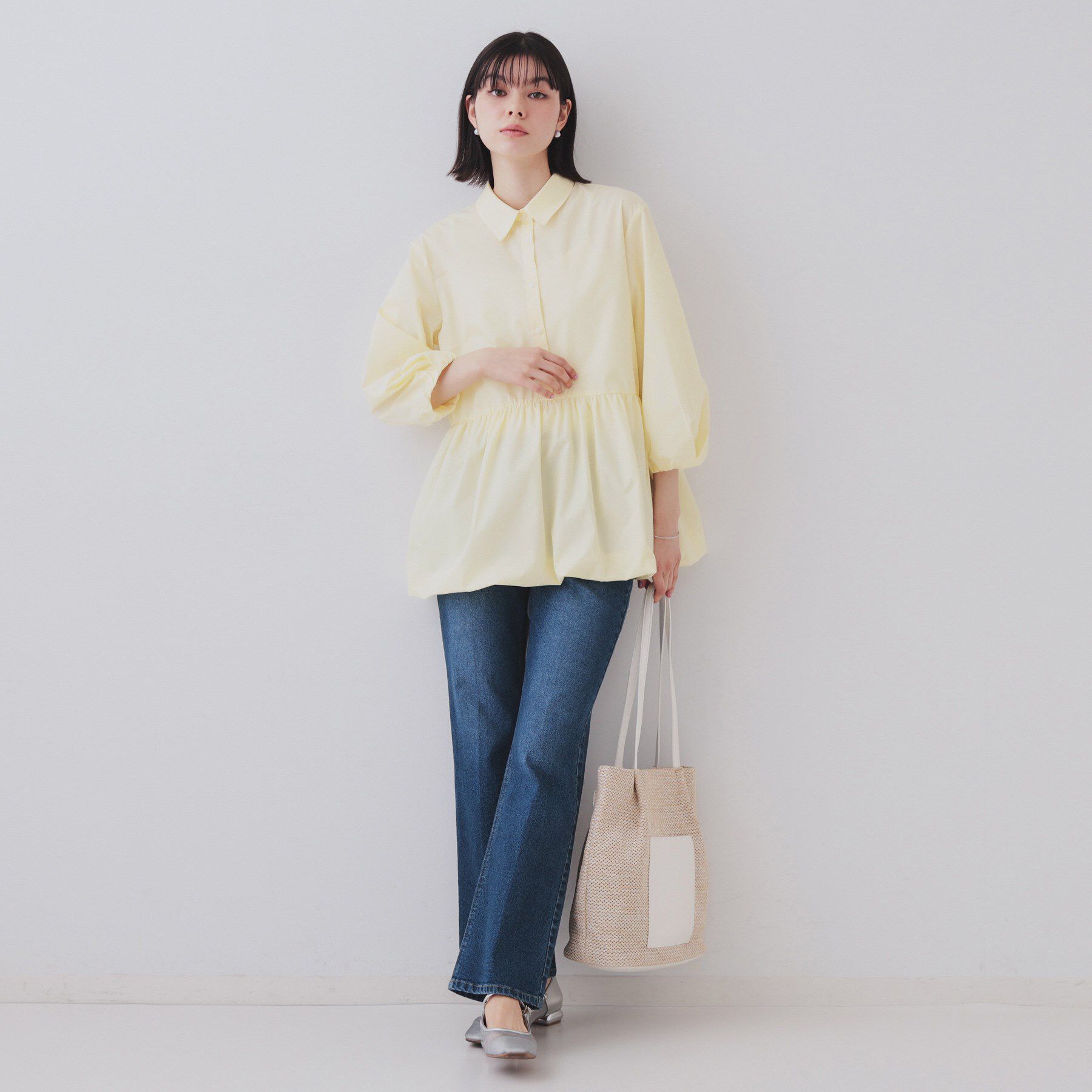 OPAQUE.CLIP「裾バルーンペプラムシャツ【洗濯機洗い可】」|シャツ・ブラウス|