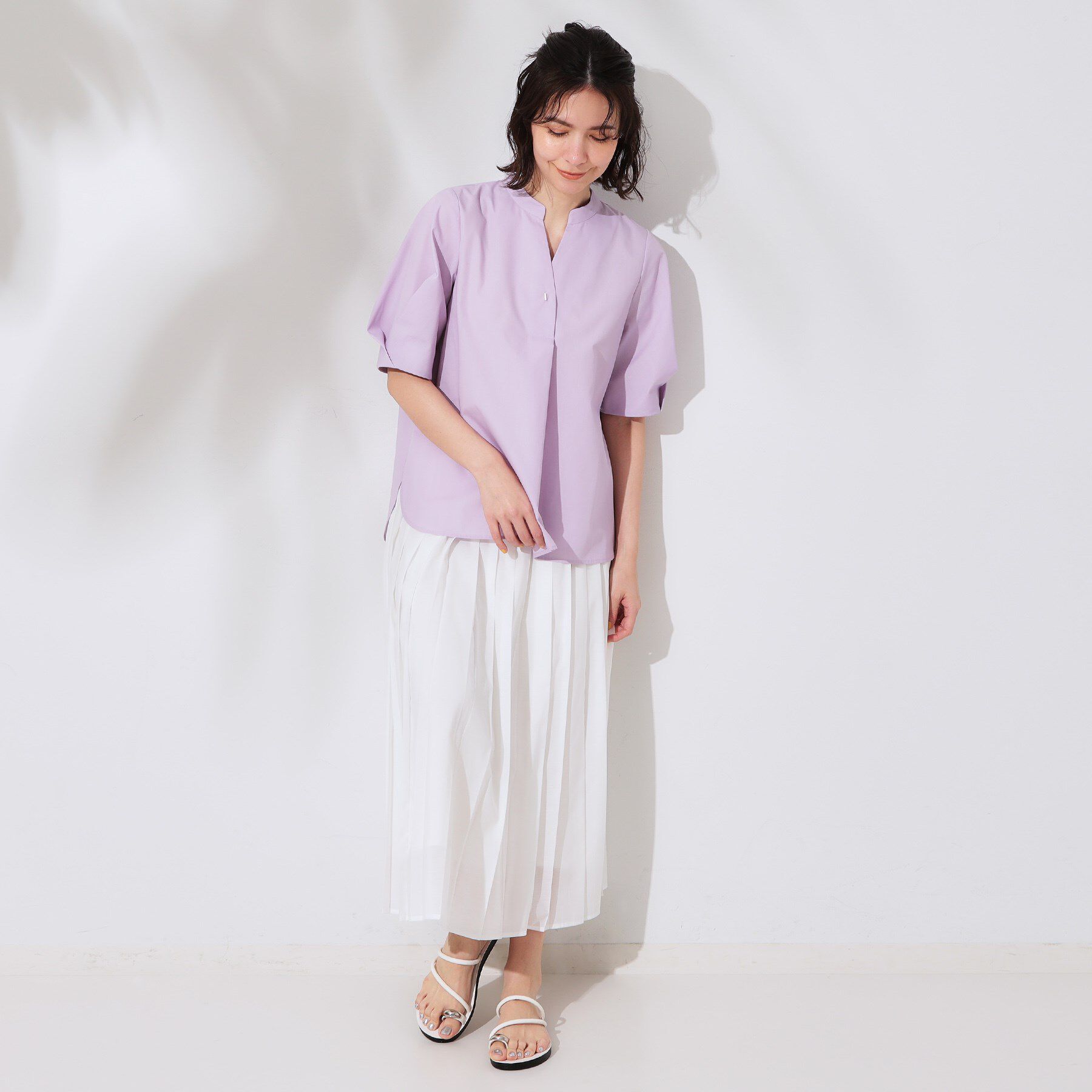 OPAQUE.CLIP「スキッパータックスリーブブラウス【洗濯機洗い可】」|シャツ・ブラウス|