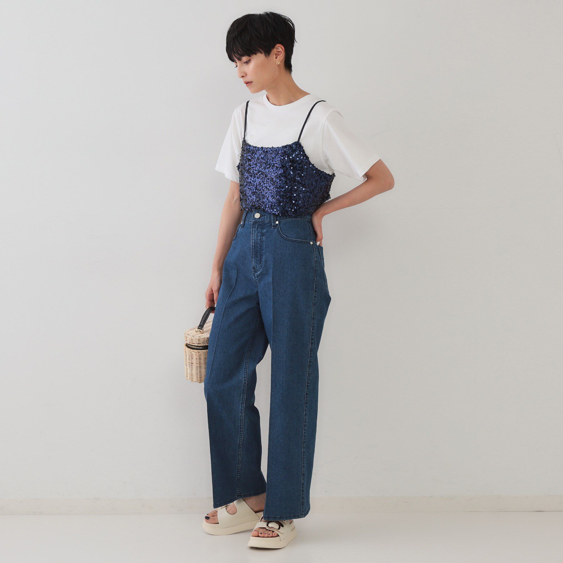 OPAQUE.CLIP「《ツインセット》スパンコールキャミ&times;Tシャツ【洗濯機洗い可】」|その他|