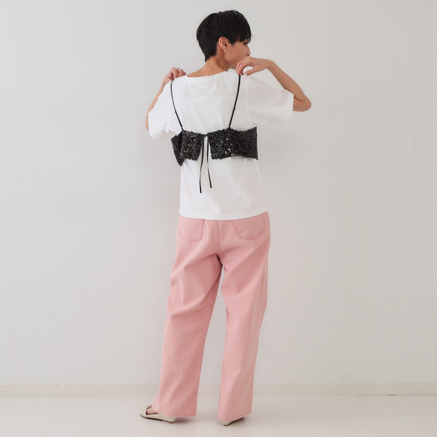 OPAQUE.CLIP「《ツインセット》スパンコールキャミ&times;Tシャツ【洗濯機洗い可】」|その他|