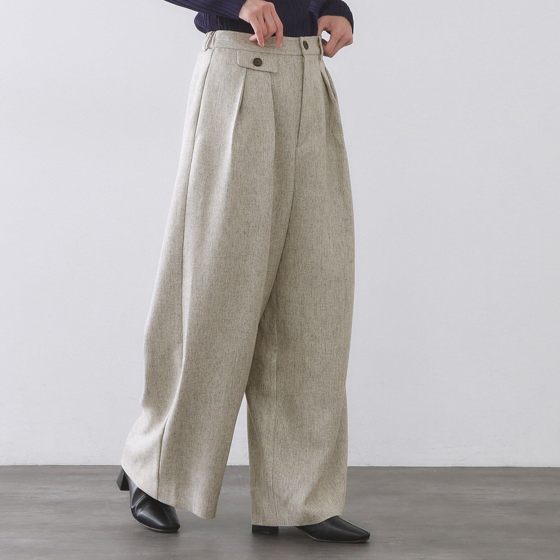 OPAQUE.CLIP「ヘリンボーンタックワイドパンツ【洗濯機OK】」|その他|