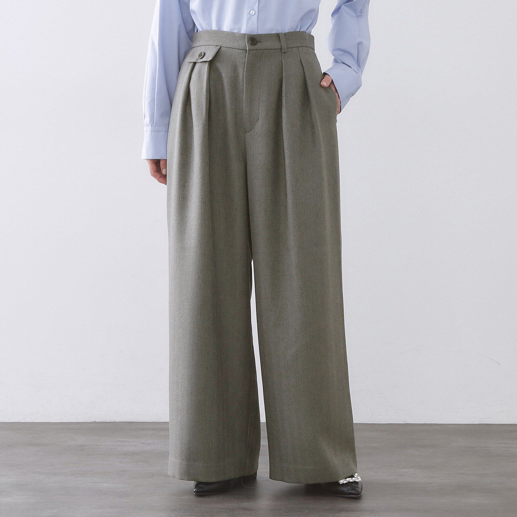 OPAQUE.CLIP「ヘリンボーンタックワイドパンツ【洗濯機OK】」|その他|