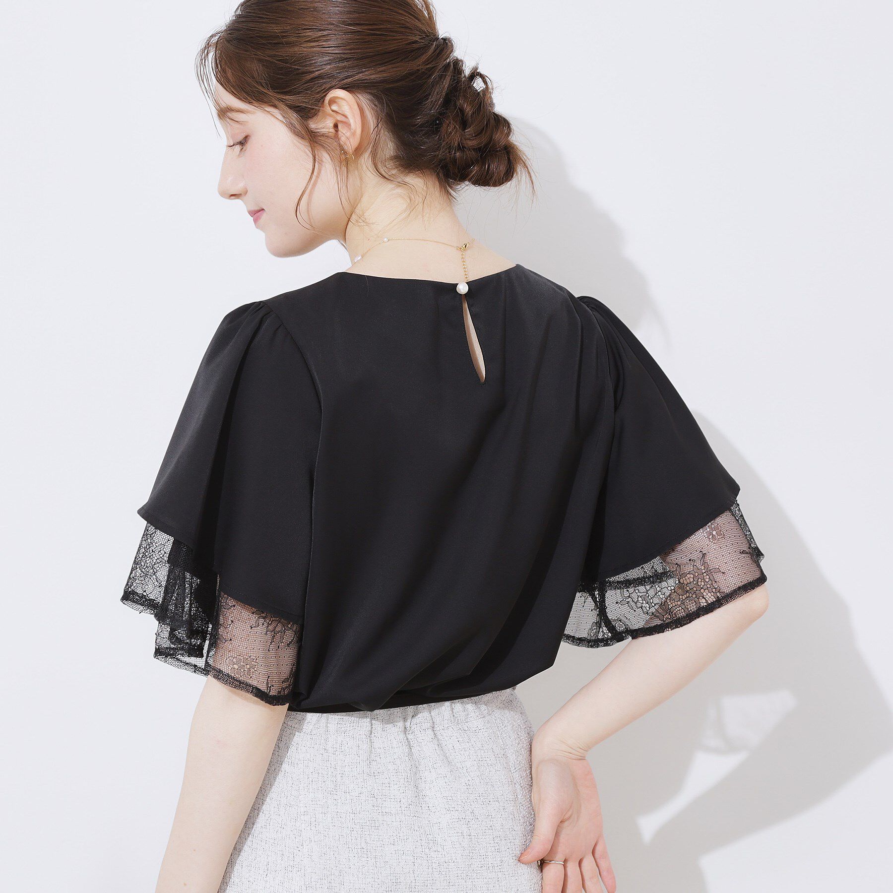 Couture broach「【マシンウォッシャブル・一枚で着映える】レース重ねフレアブラウス」|シャツ・ブラウス|