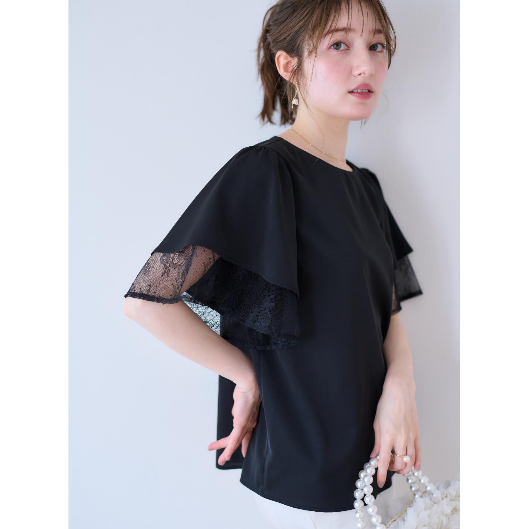 Couture broach「【マシンウォッシャブル・一枚で着映える】レース重ねフレアブラウス」|シャツ・ブラウス|