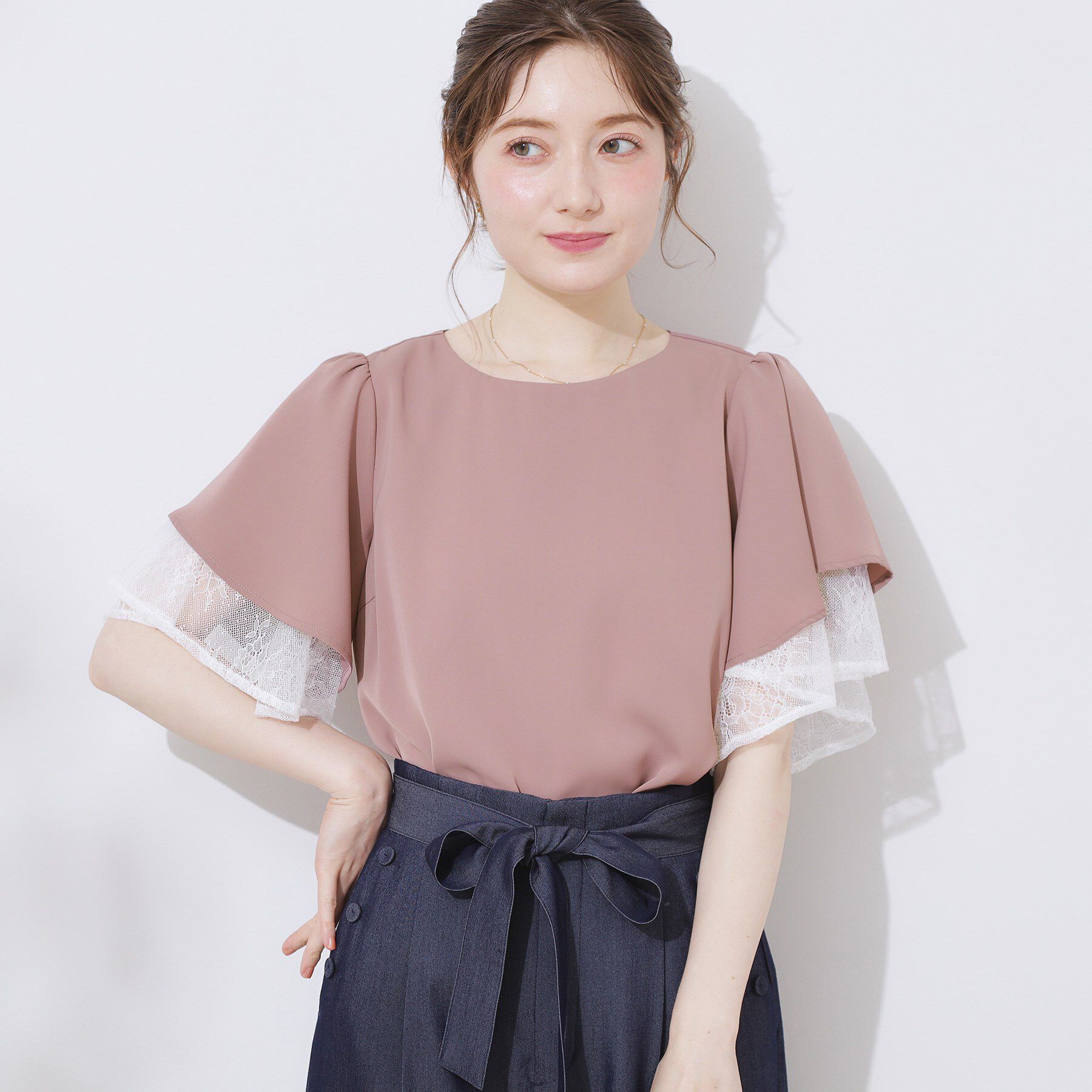 Couture broach「【マシンウォッシャブル・一枚で着映える】レース重ねフレアブラウス」|シャツ・ブラウス|