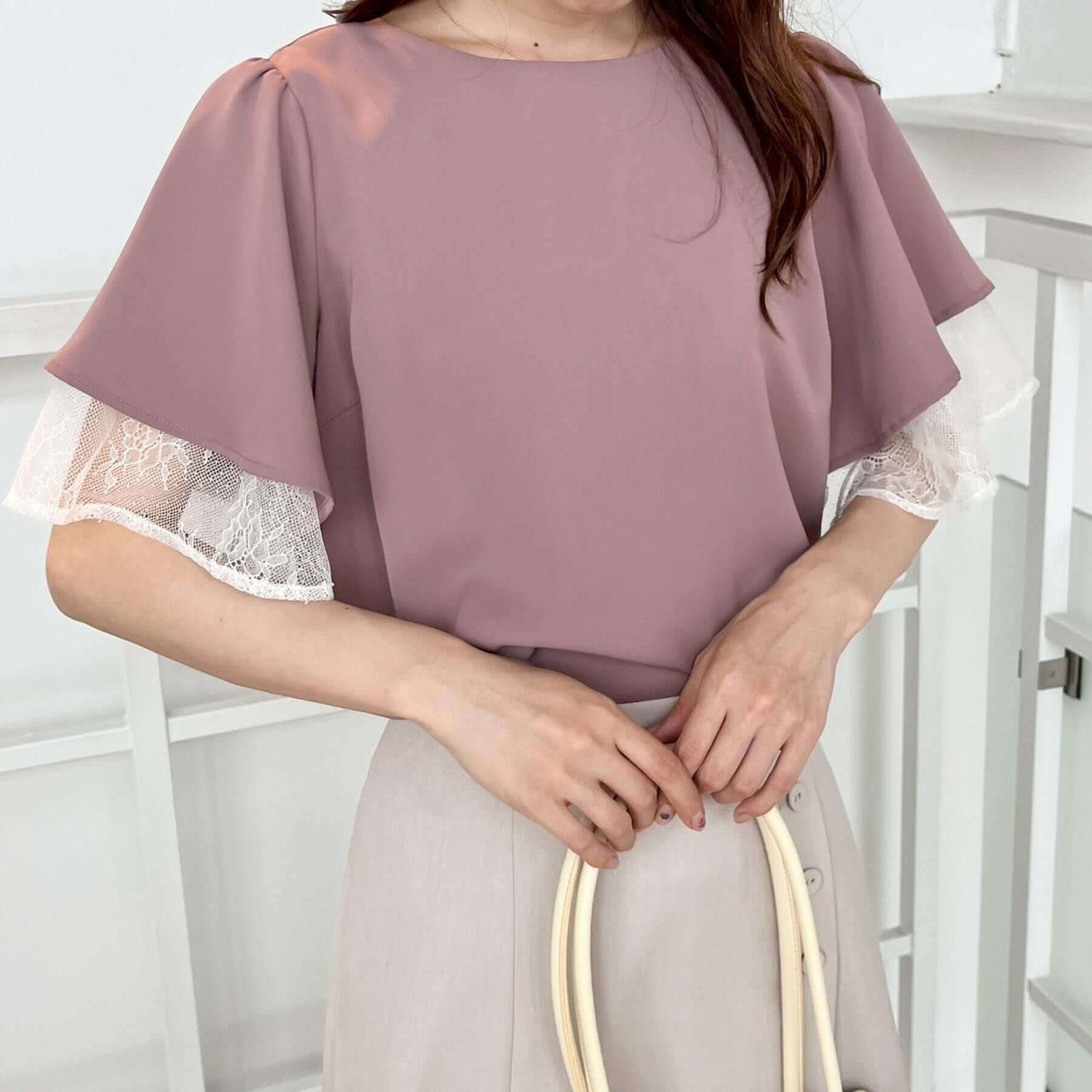 Couture broach「【マシンウォッシャブル・一枚で着映える】レース重ねフレアブラウス」|シャツ・ブラウス|