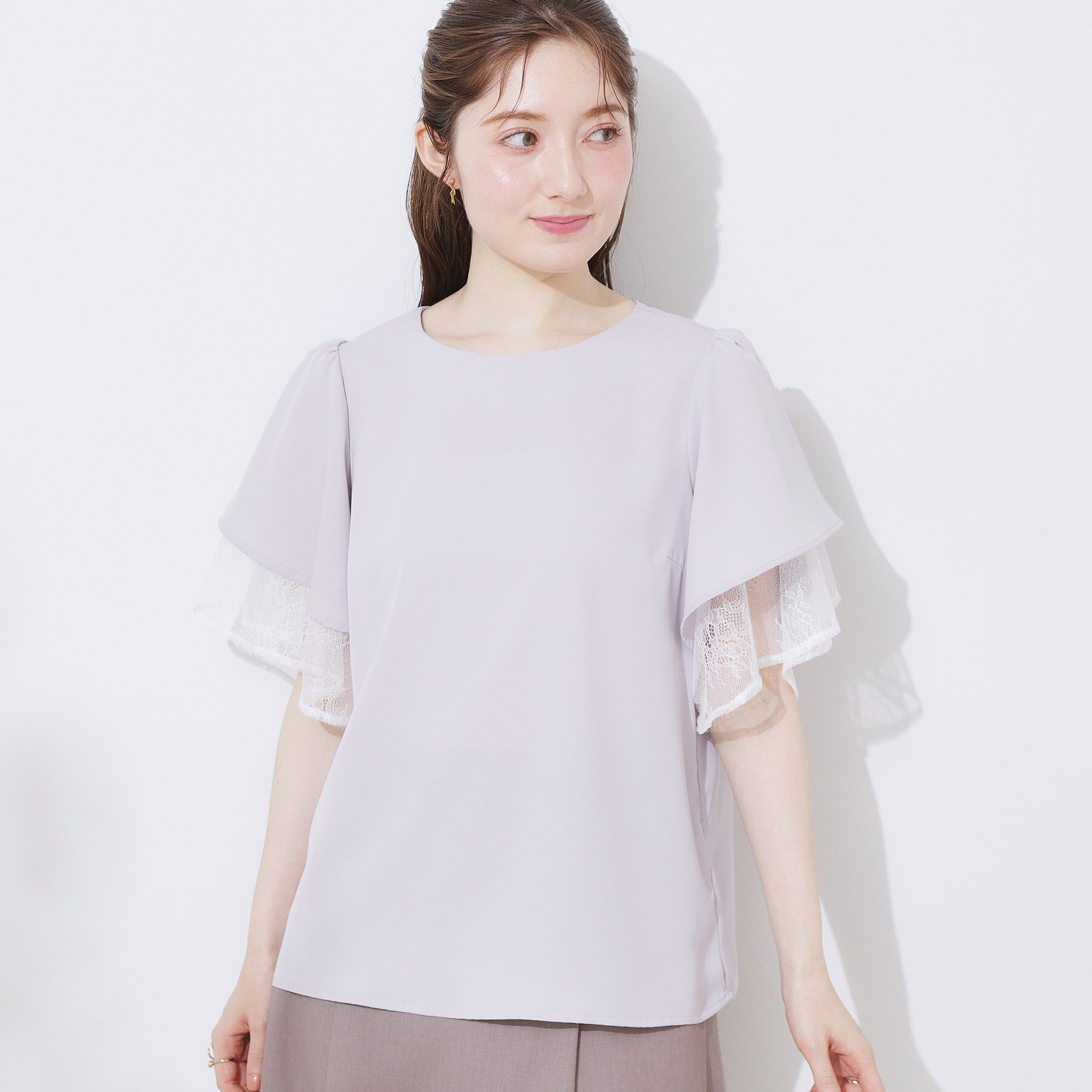 Couture broach「【マシンウォッシャブル・一枚で着映える】レース重ねフレアブラウス」|シャツ・ブラウス|