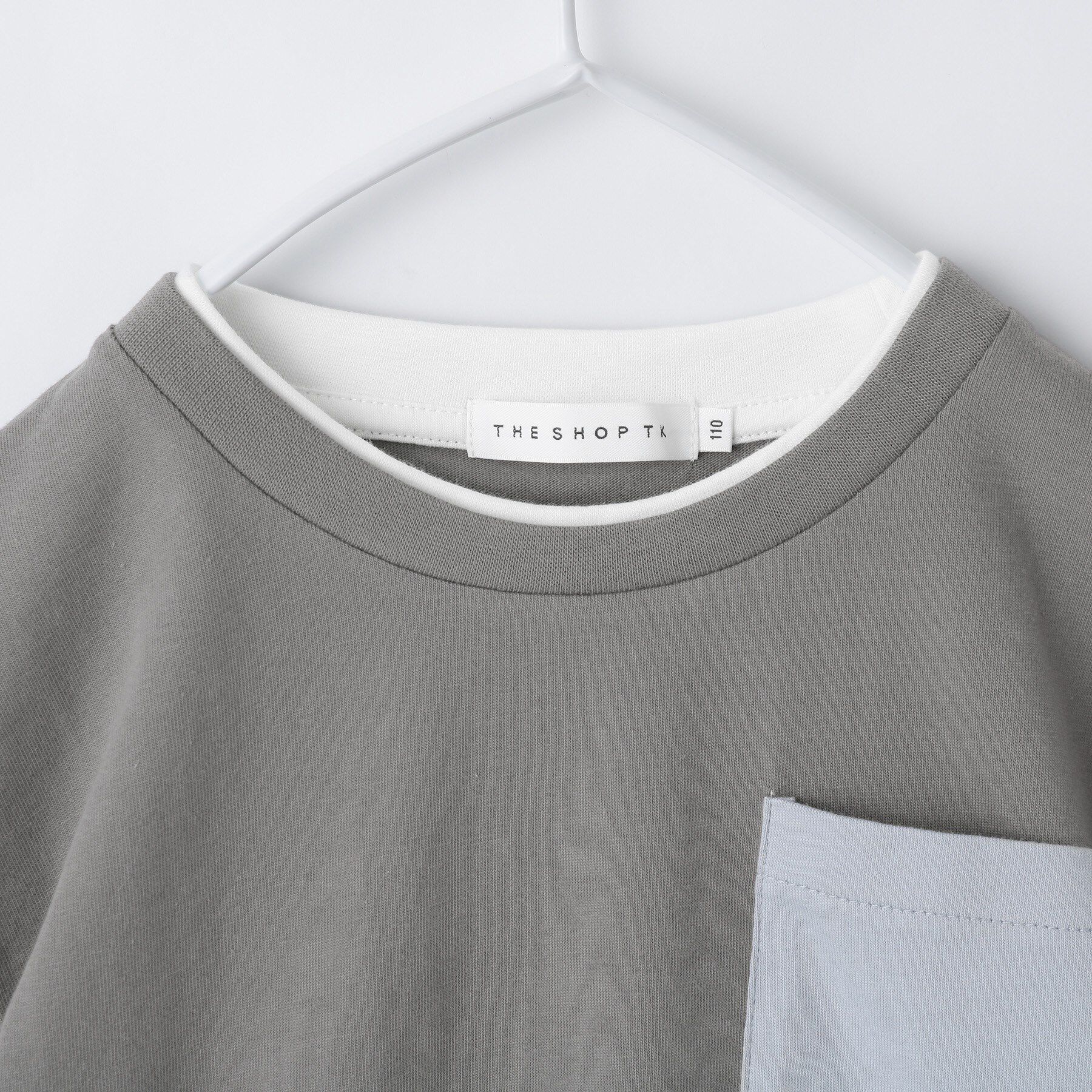 THE SHOP TK「【110-160】レイヤー風ポケットTシャツ/洗濯機OK」|Tシャツ・カットソー|