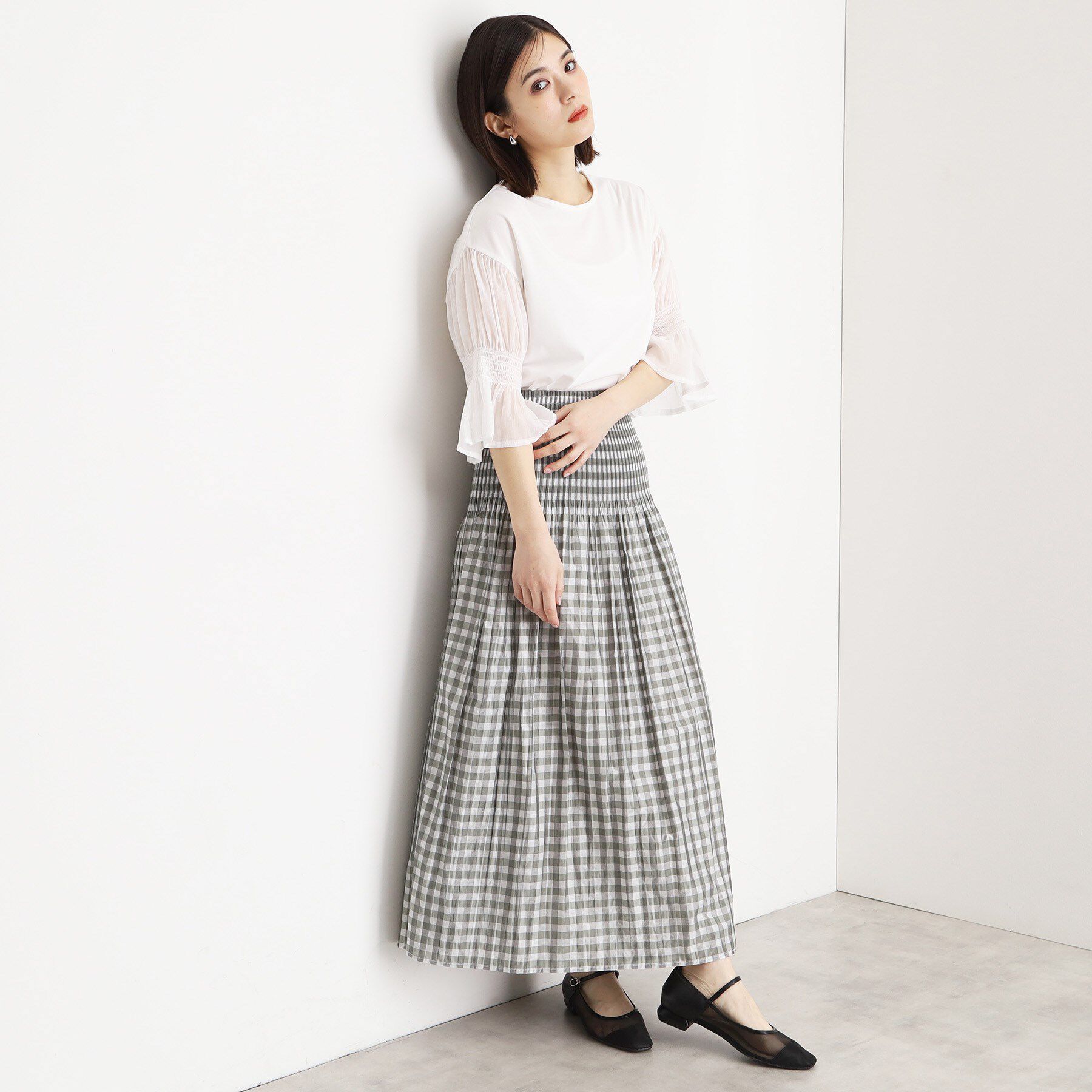 THE SHOP TK「袖シャーリングシアープルオーバー【洗濯機OK】」|Tシャツ・カットソー|