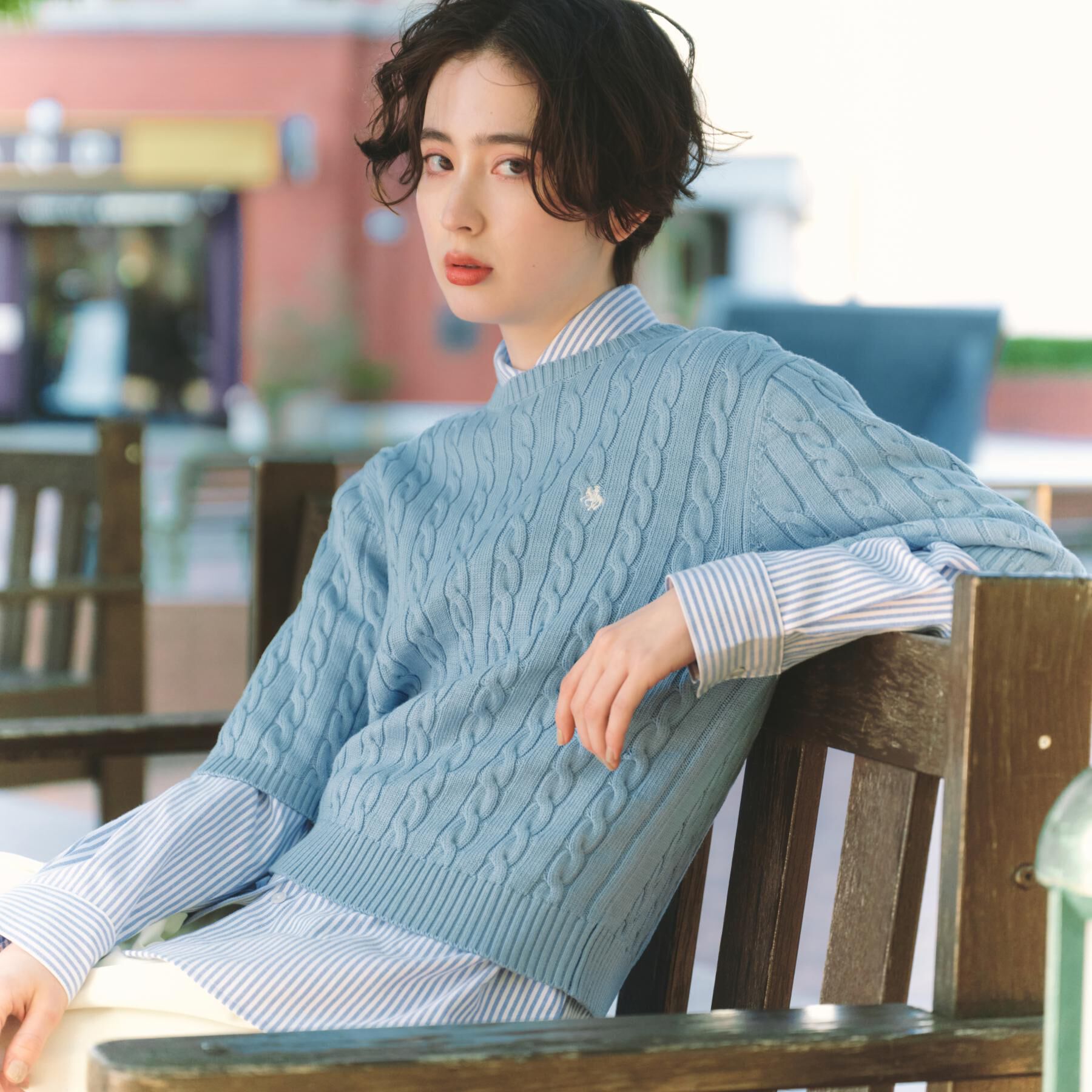 THE SHOP TK「【POLO BCS 別注】5分袖ケーブルニット」|ニット・セーター|