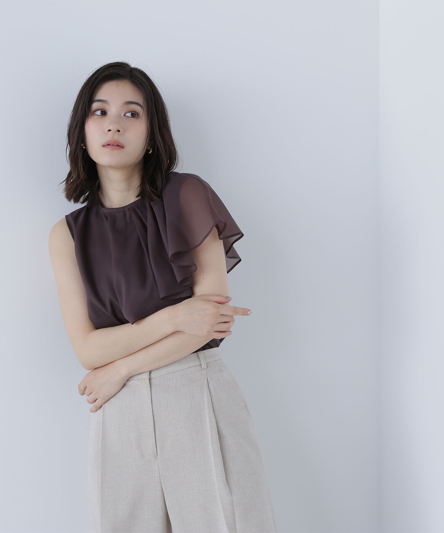  「アシメフリルシアーブラウス」|シャツ・ブラウス|