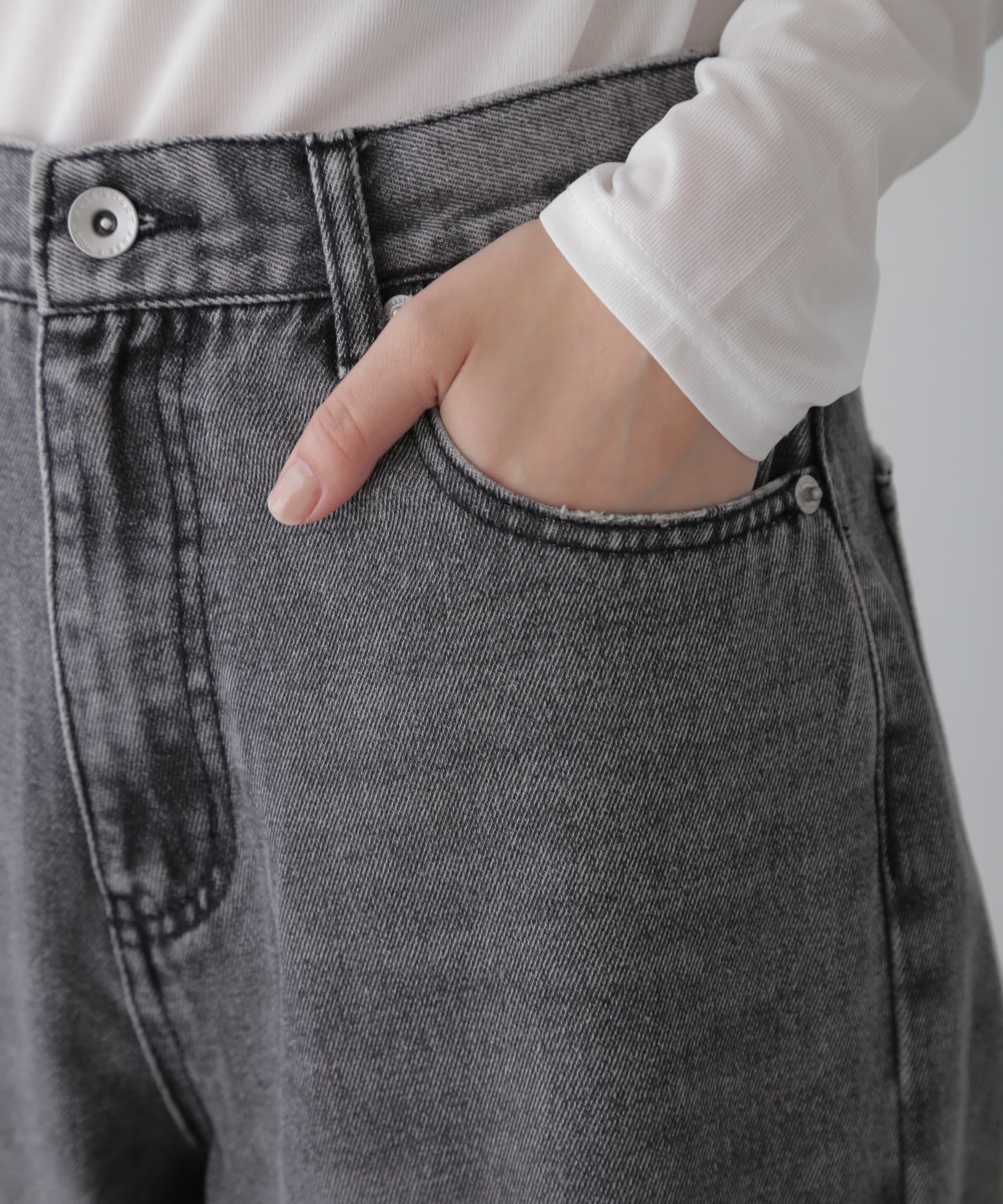  「ストレートワイドクラッシュデニムパンツ」|その他|