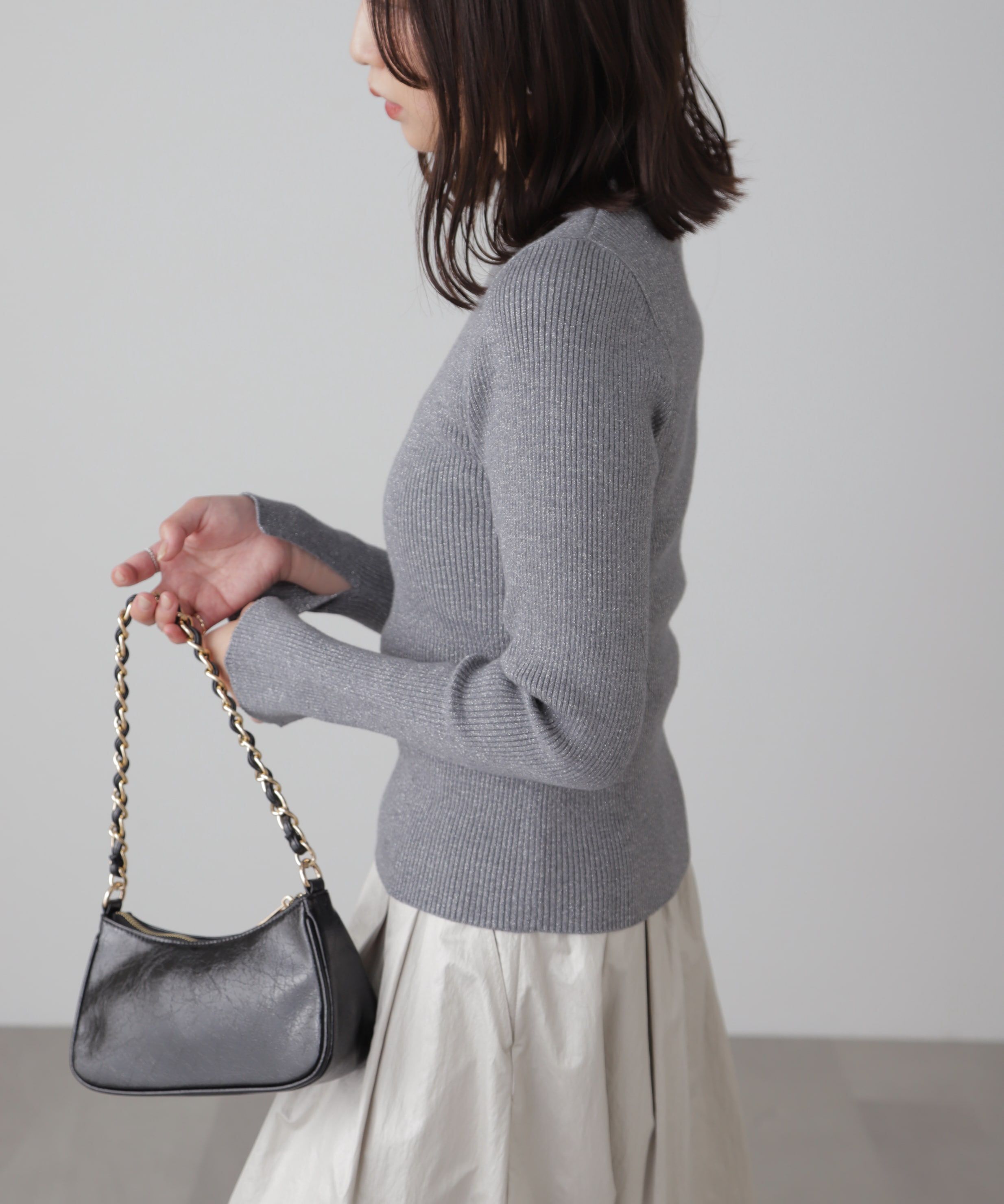  「ラメボトルネックリブニット」|ニット・セーター|