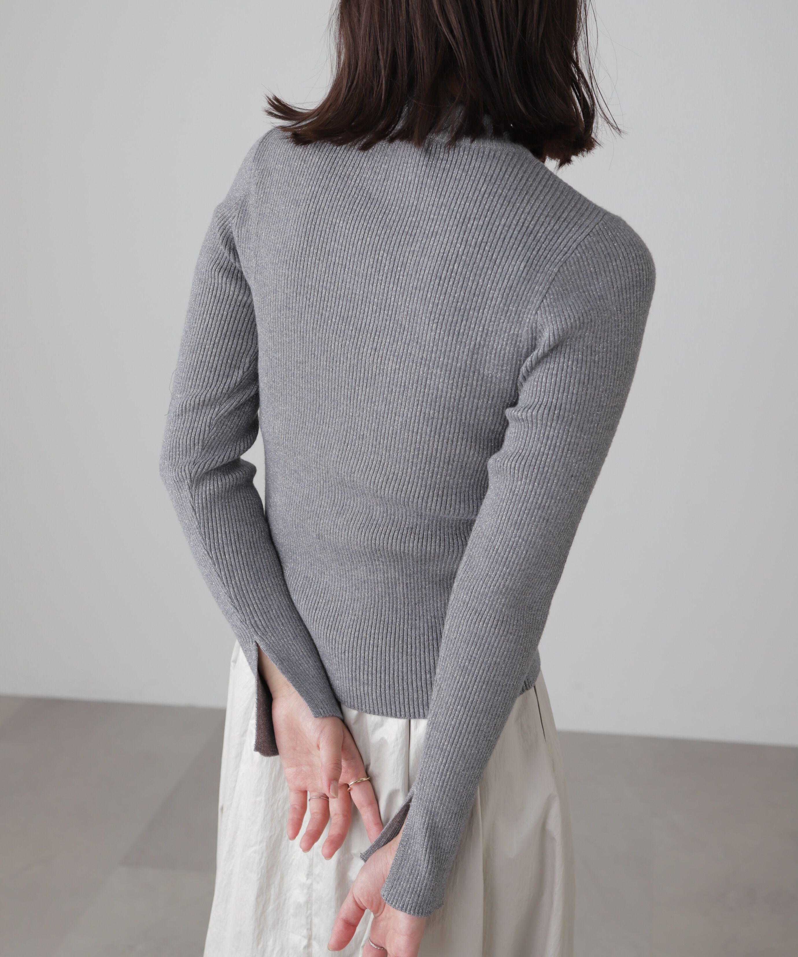  「ラメボトルネックリブニット」|ニット・セーター|