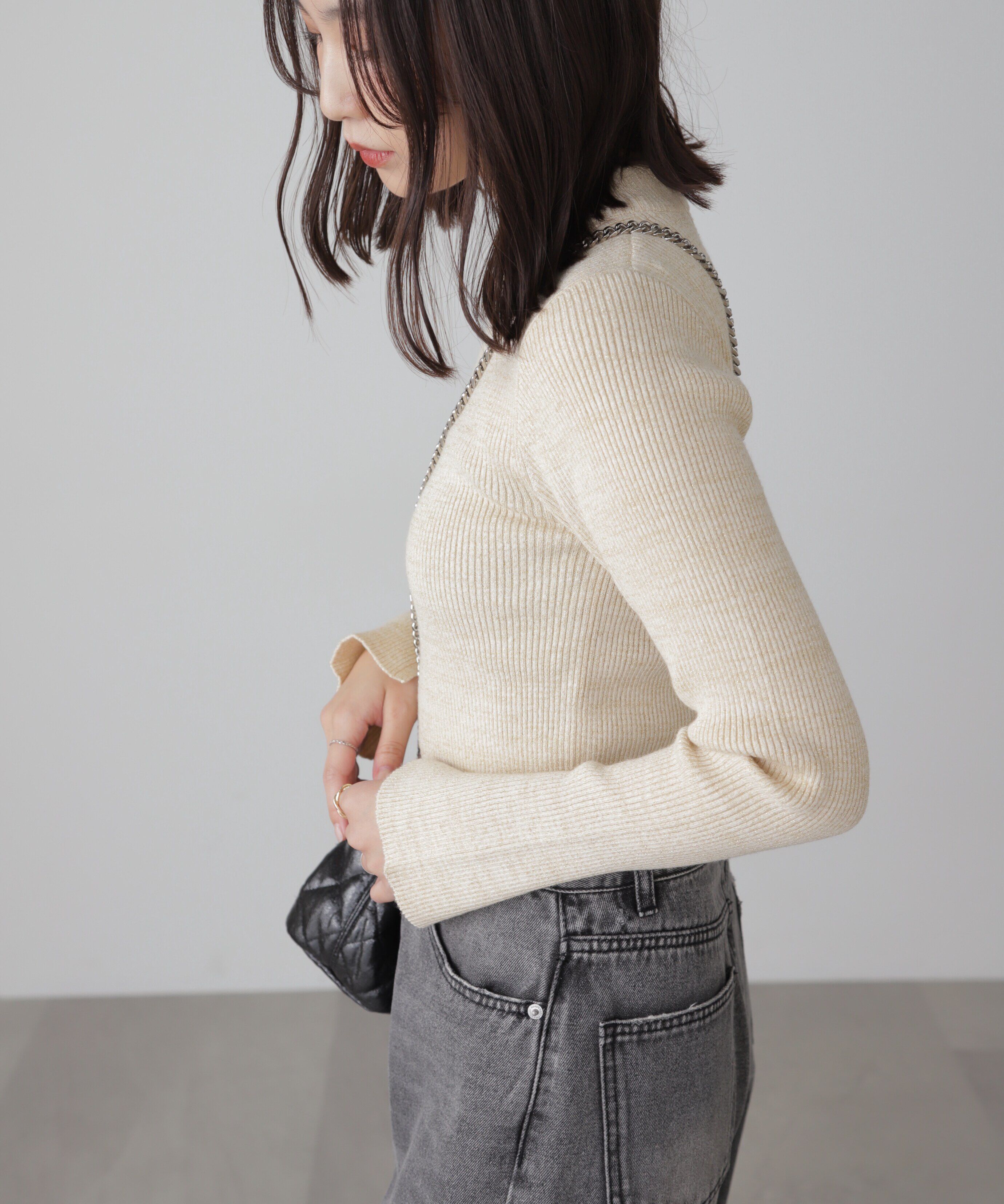  「ラメボトルネックリブニット」|ニット・セーター|