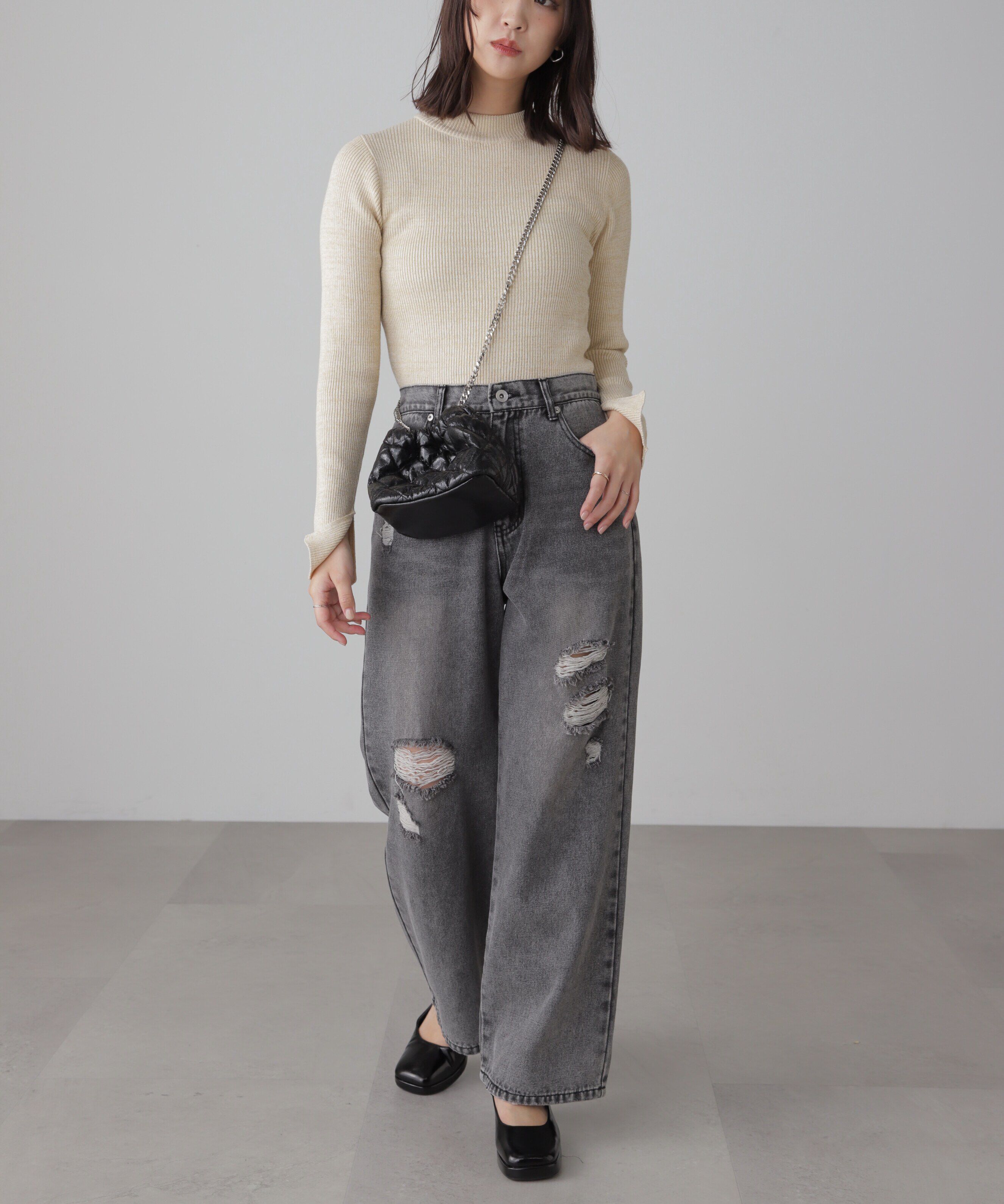  「ラメボトルネックリブニット」|ニット・セーター|