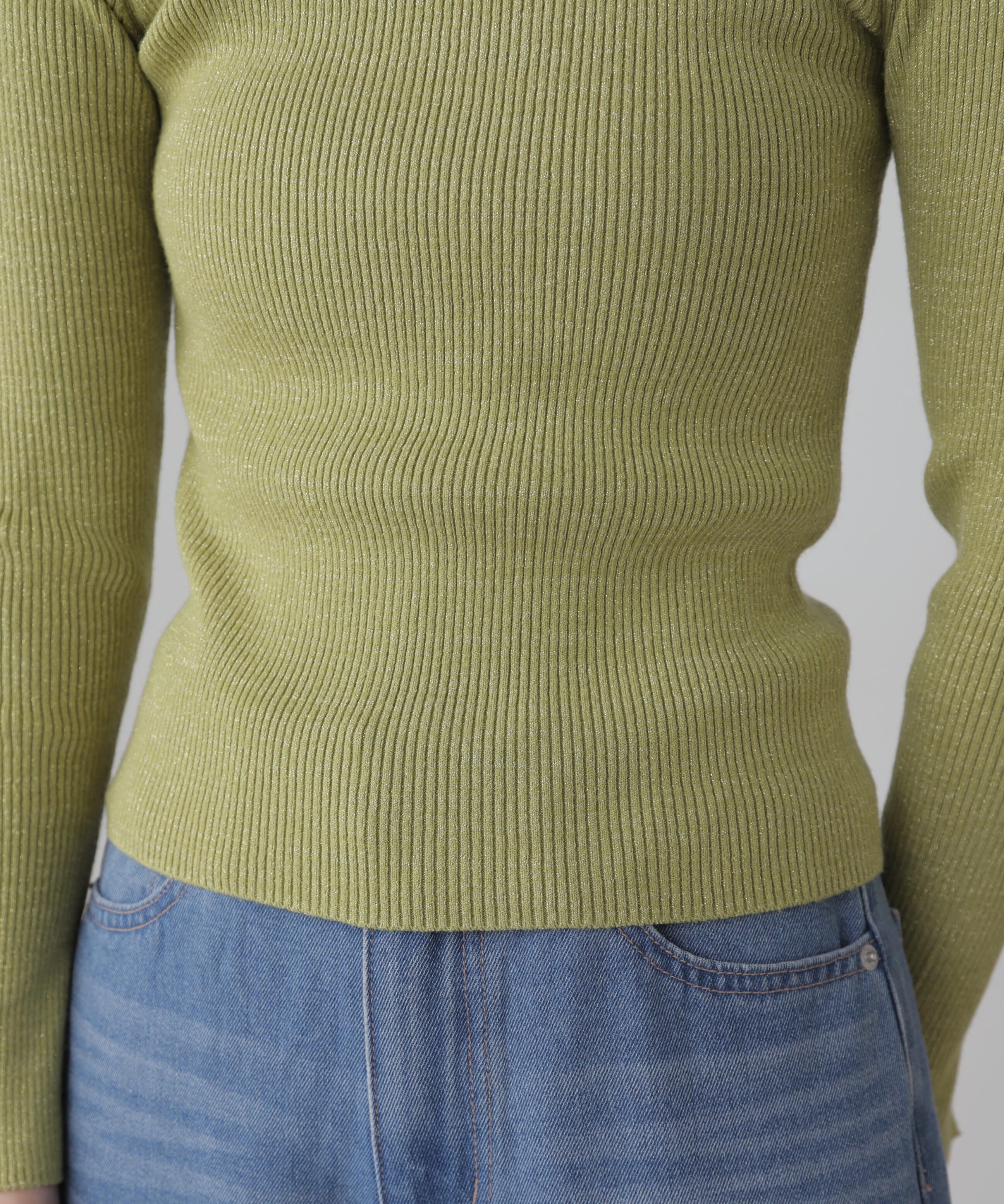  「ラメボトルネックリブニット」|ニット・セーター|