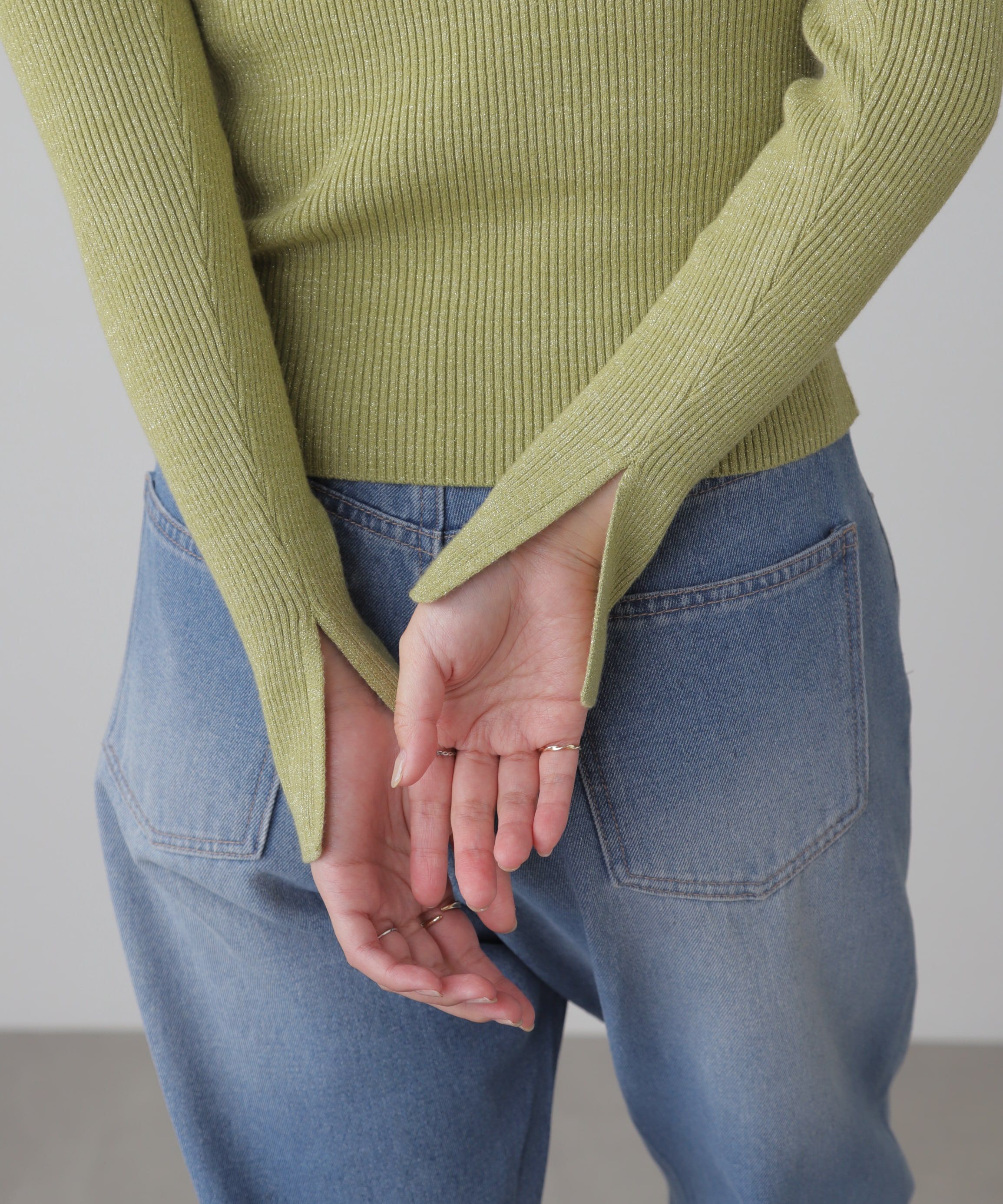  「ラメボトルネックリブニット」|ニット・セーター|