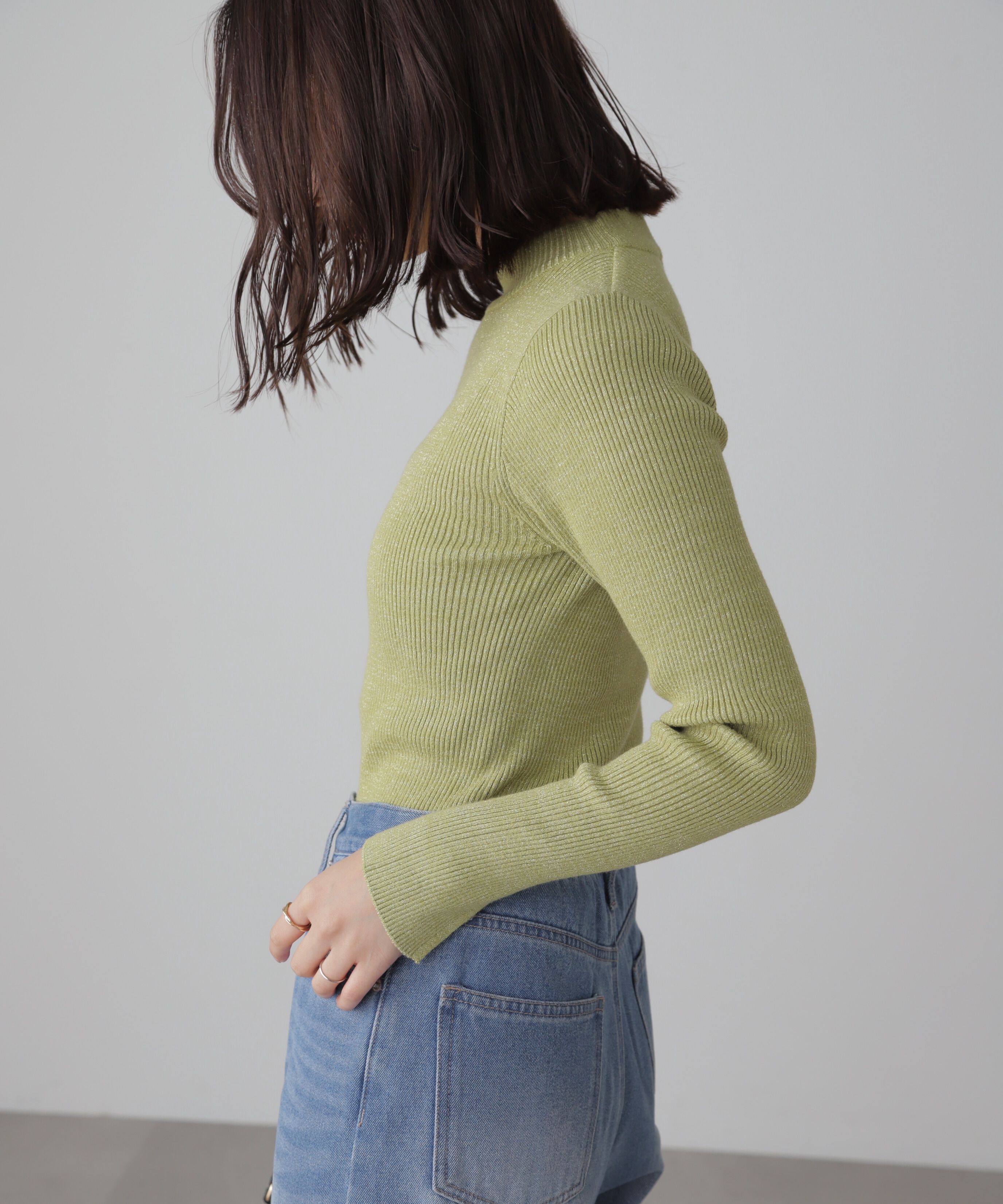  「ラメボトルネックリブニット」|ニット・セーター|