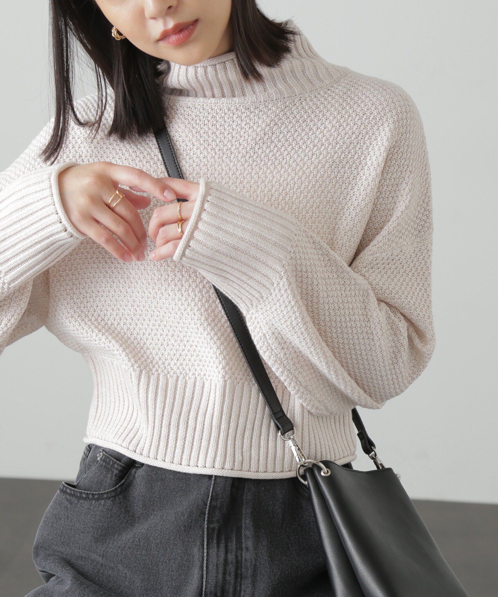  「鹿の子編みハイネックニット」|ニット・セーター|