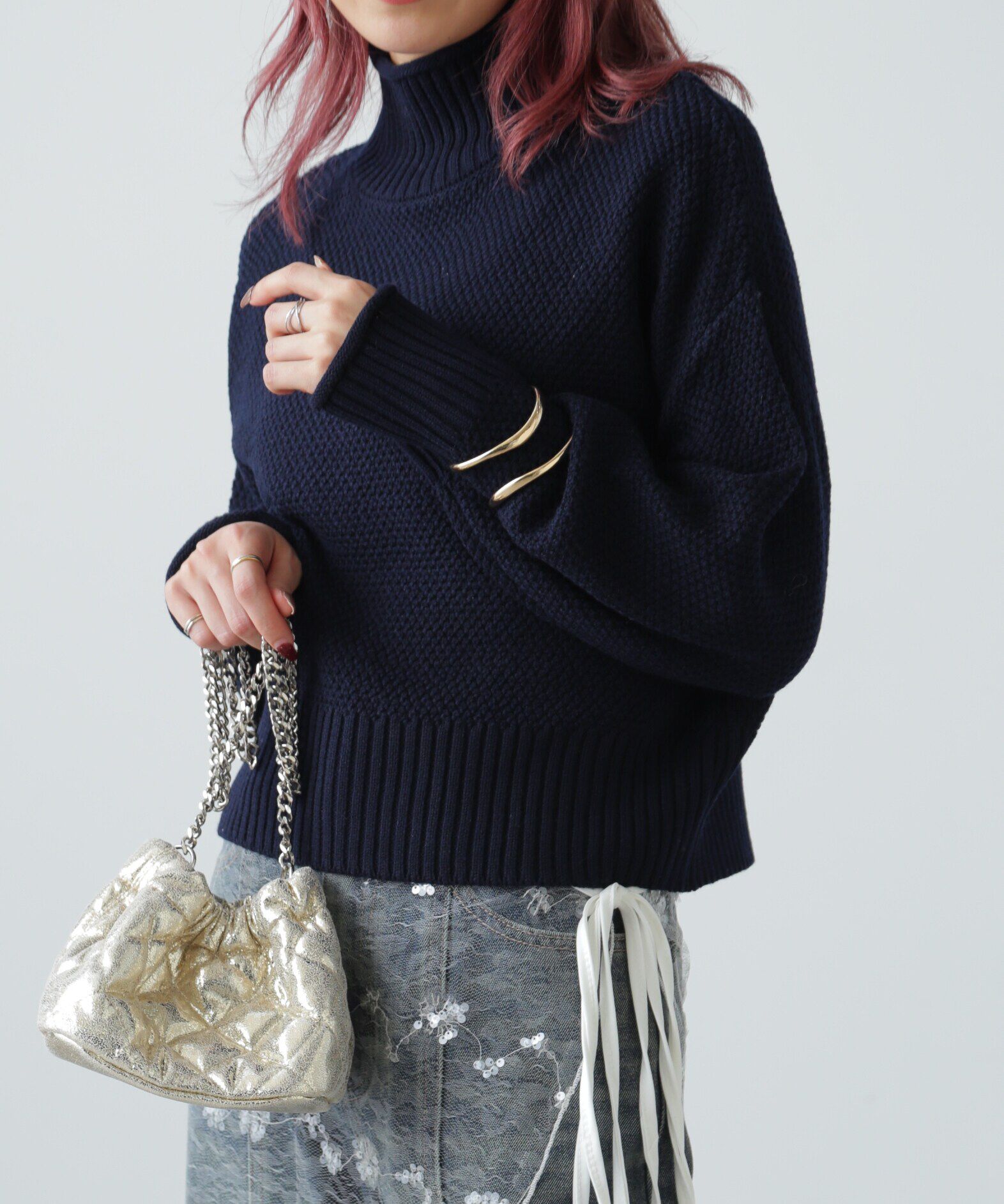  「鹿の子編みハイネックニット」|ニット・セーター|